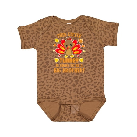 

Inktastic This Little Turkey is Going to Be a Big Brother with Orange Text Gift Baby Boy Bodysuit