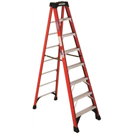 Werner 8ft Fiberglass Step Ladder (12ft reach ht) with 300lb Load Cap - type IA