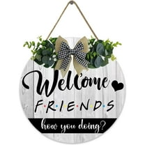 Friends Welcome Sign for Front Door,Friends TV Show Merchandise,Friends Decor,Friends TV Show Gifts,Friends Theme Wooden Sign Front Porch Decor 12×12 inch
