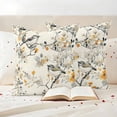thumbnail image 3 of Yellow Grey Botanical Outdoor Waterproof Pillow Covers, Spring Floral Birds Vintage Decorative Square Throw Pillowcase Sofa Cushion Sham for Patio/Couch/Chair, 16"x16" 2 Pack, 3 of 8