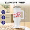 thumbnail image 2 of Red Text Makeup Hero, Three Lipstick Tubes, Lips On White Background, 30oz Tumbler, 2 of 7