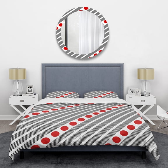 Designart 'Retro Geometrical Abstract Minimal Pattern XI' Mid-Century Modern Duvet Cover Set
