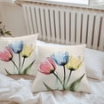 thumbnail image 5 of Colorful Tulips Outdoor Pillow Covers Pack of 2 Abstract Flowers Vintage Waterproof Throw Pillow Covers Decorative Cushion Cases for Patio Garden Tent Balcony Couch 20x20 inch, 5 of 8