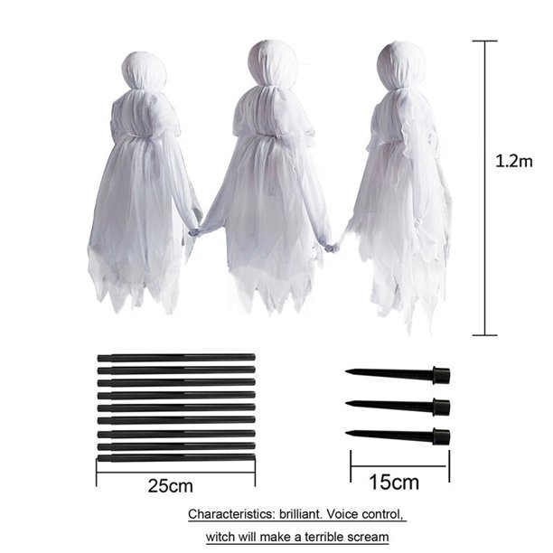 Cabeza de bruja brillante para Halloween, decoraciones grandes para exteriores, decoración de fantasma aterrador, utilería de terror con las manos