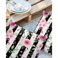 thumbnail image 3 of Outdoor Throw Pillow Cover Watercolor Pink Flower Green Leaves Waterproof Cushion Covers 2 Pack Spring Floral on Black White Stripe Pillow Cases Home Decoration for Patio Garden Couch Sofa, 3 of 7