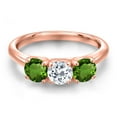 thumbnail image 3 of Gem Stone King 18K Rose Gold Plated Silver White Topaz and Green Chrome Diopside Engagement Ring for Women | 1.60 Cttw | Round 5MM | Gemstone November Birthstone | Size 5, 3 of 6