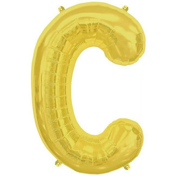 Northstar Alphabet Letter C Shape Solid Air-Fill 16" Foil Balloon, Gold