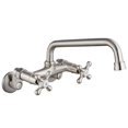 thumbnail image 1 of Wall Mount Kitchen Faucet Brushed Nickel Double Cross Handle Commercial 3 Inch to 9 Inch Adjustable Spread Mixer Tap with 9 inch Spout Reach, 1 of 15