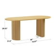 thumbnail image 2 of Kithkasa Oval Wooden Mid Century Modern Dining Table for 4-6 Seats,71" Modern Kitchen Table with Double Pedestal Base,Home Office Desk with Easy-Clean Tabletop, Natural Color, 2 of 5