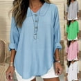 thumbnail image 1 of Camisetas para mujer,Camisa informal de manga larga con cuello en V para mujer, blusa de poliéster, tela suave y cómoda, ideal para el hogar y la oficina, sopatenor, 1 of 8
