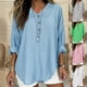 thumbnail image 1 of Camisetas para mujer,Camisa informal de manga larga con cuello en V para mujer, blusa de poliéster, tela suave y cómoda, ideal para el hogar y la oficina, sopatenor, 1 of 8