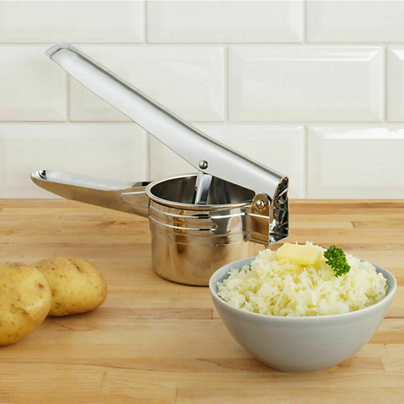 HAND HELD POTATO MASHER RICER PUREE FRUIT STAINLESS STEEL JUICER PRESS MAKER