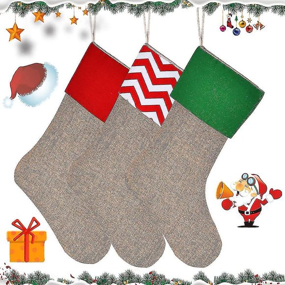 Christmas Stocking Set Sock Gift Bag Stockings Hanging Cotton And Linen Material Sock For Tree Decorating Supplies Festival Creative Decorative