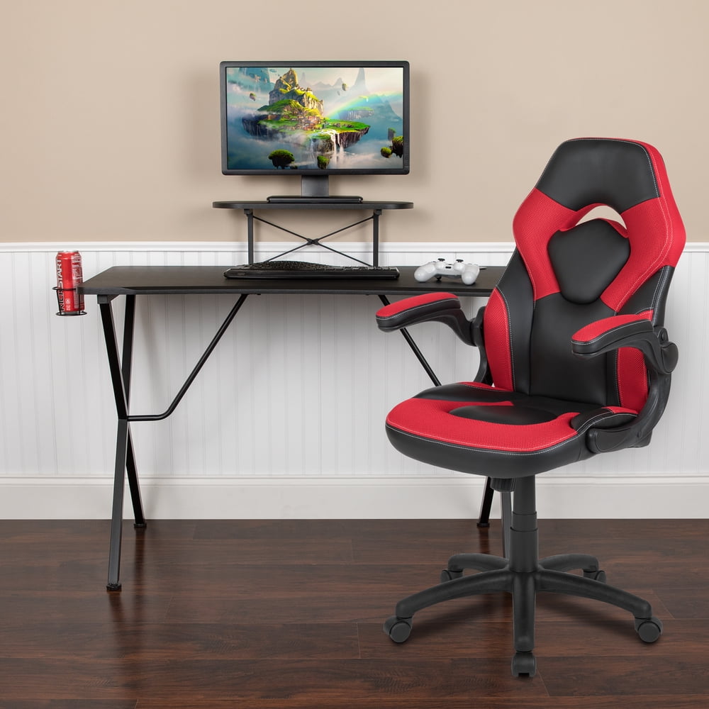 Flash Furniture Black Gaming Desk and Red/Black Racing Chair Set with
