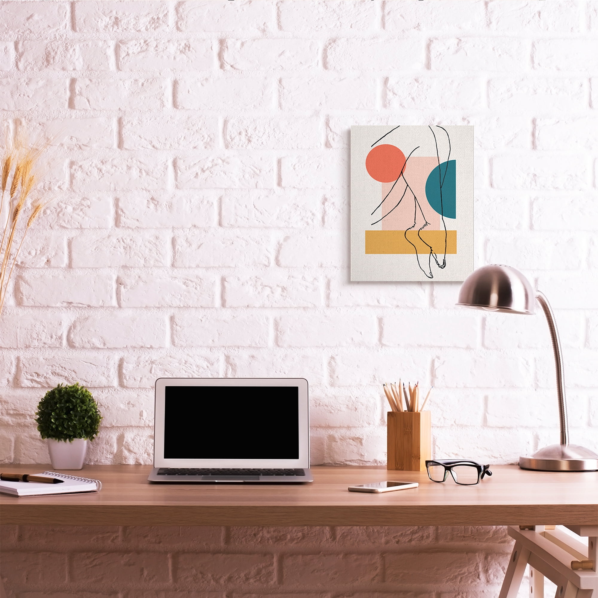 Stupell Industries Abstract Legs over Bold Geometric Blocked Shapes Novelty Painting Gallery Wrapped Canvas Art Print Wall Art, 16 x 20