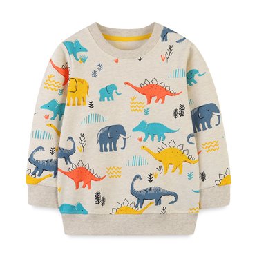 Spazoro Toddler Boys Sweatshirt, Long Sleeve Cute Printed Casual Round Neck Tops For Kids Orange Size 4T