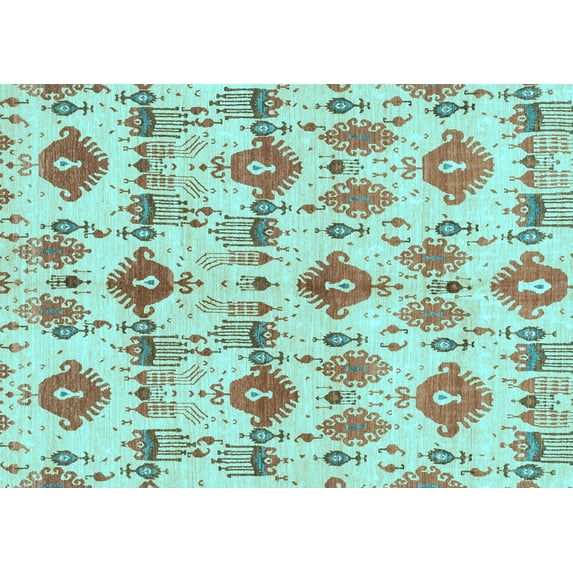 Ahgly Company Indoor Rectangle Abstract Light Blue Modern Area Rugs, 8' x 10'