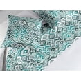thumbnail image 2 of Ethnic Bed Runner Set, Traditional Style Chevron Pattern on Tropical Leaves Themed Backdrop, Decorative Bedding Scarf & 2 Pillow Shams for Hotels Homes, King, Dark Seafoam Teal White, by Ambesonne, 2 of 3