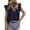 Navy, variant on PRETTYGARDEN Womens Summer Tops Dressy Casual Ruffle Cap Sleeve Button V Neck Embroidered Eyelet Blouses Shirts