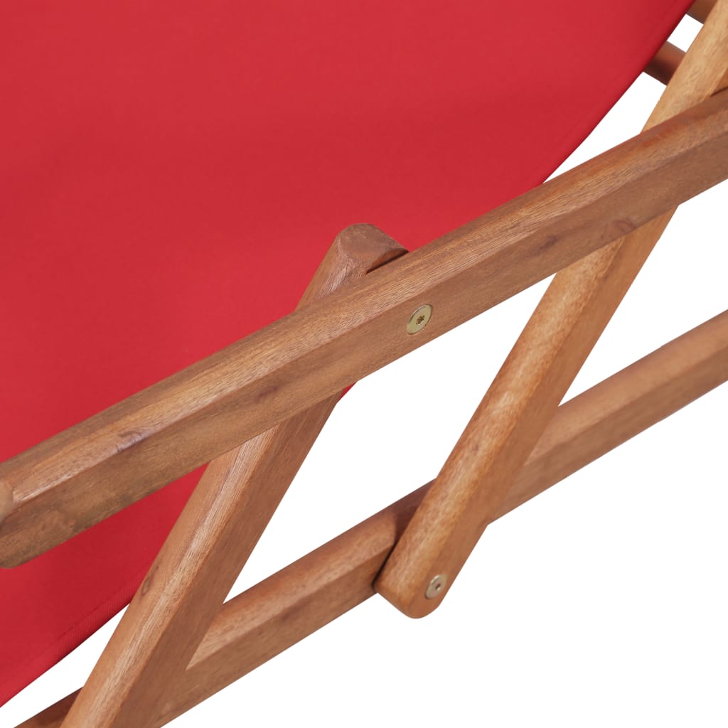 Veryke Folding Wooden Reclining Beach Chair for Outdoor Lounge, Porch, Pool - Fabric in Red Veryke Folding Wooden Reclining Beach Chair for Outdoor Lounge, Porch, Pool - Fabric in Red