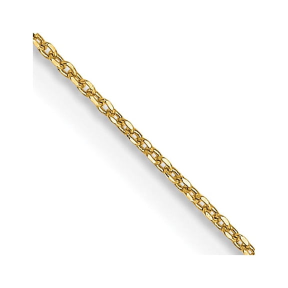 14K Yellow Gold Cable Chain Styles Necklace 14 inch .6 mm Diamond-cut Round Open Link with Spring Ring Clasp 0.6