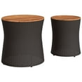 thumbnail image 4 of vidaXL Patio Side Tables 2 pcs with Wooden Top Black Poly Rattan, 4 of 10