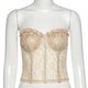 thumbnail image 4 of Top Corto Sin Tirantes Bustier de encaje floral Bodycon Tops de tubo Traje de calle de color sólido (Champagne M) Cgtredaw Para estrenar, 4 of 8