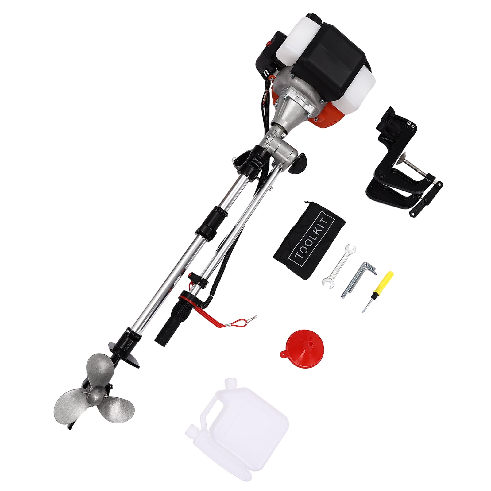 52CC Short Shaft Outboard Motor, 2.5 HP Gas Outboard Motor Boat Engine Electronic Ignition with Air Cooling System for Small Boats Under 9.8ft