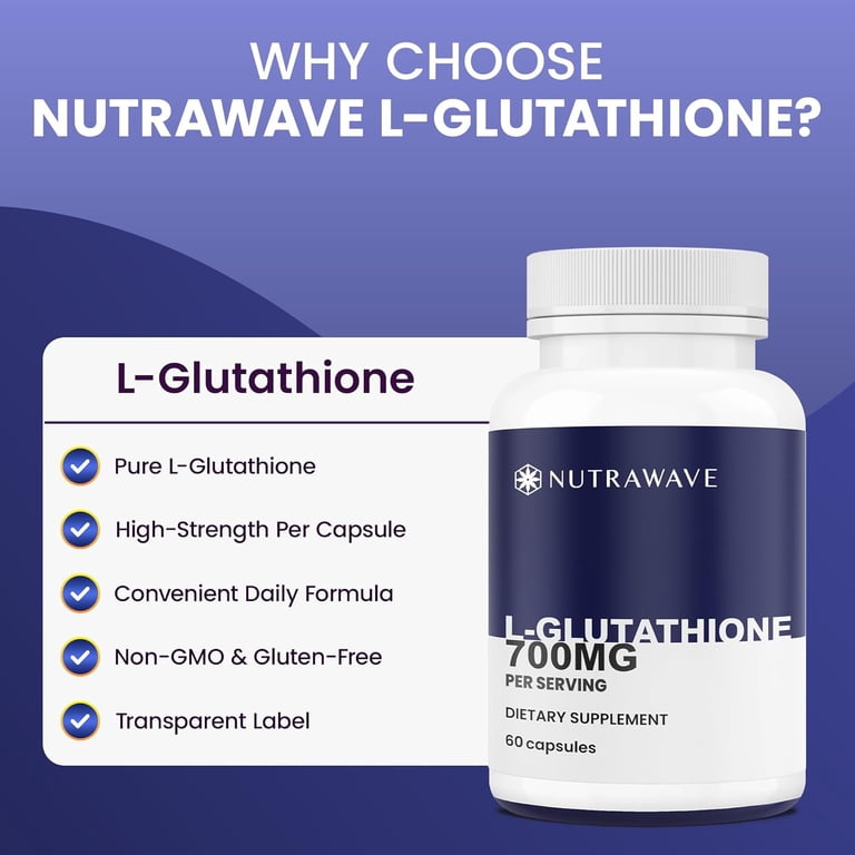 l-glutathione formula Nutra Wave 700 mg Capsules, Unflavored, Antioxidant and Detox Support, Skin and Immune Health, Vegan, Non-GMO, 60 Count Nutritional Yeast Flakes — كريم بدون دهون Concentration:500 MG/ML