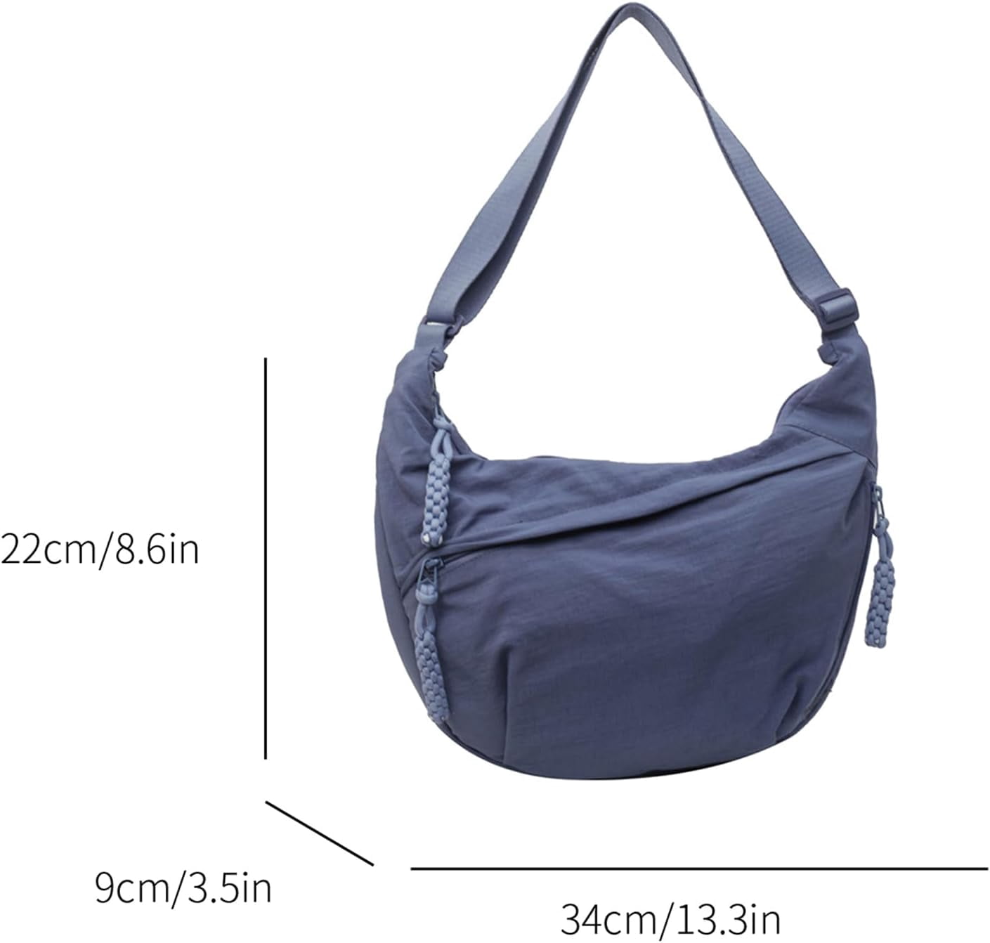 Crescent Bag for Women Men Nylon Crossbody Bags Multi-Pocket Sling Bag Roomy Hobo Bags Moon Bag Slouchy Dumpling Bag