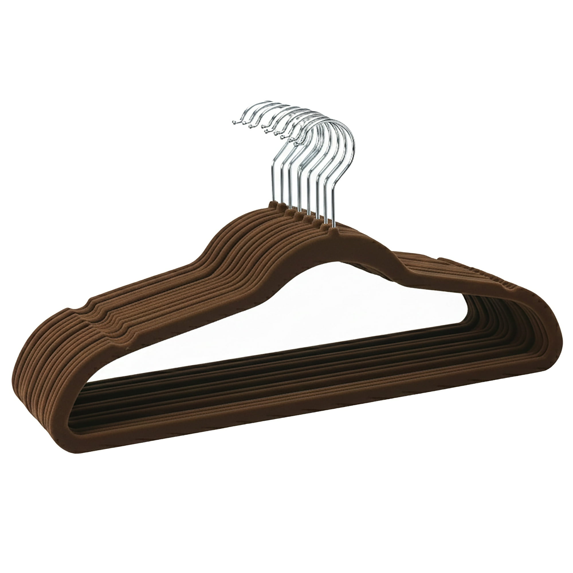 Simplify 25 Pack Slim Velvet Suit Hangers in Brown