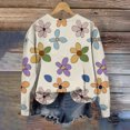 thumbnail image 6 of Womens Cute Sweatshirts Flowers Print Crewneck Fuzzy Knit Sweater Loose Fit Casual Fall Winter Long Sleeve Tops (XL, Beige), 6 of 6