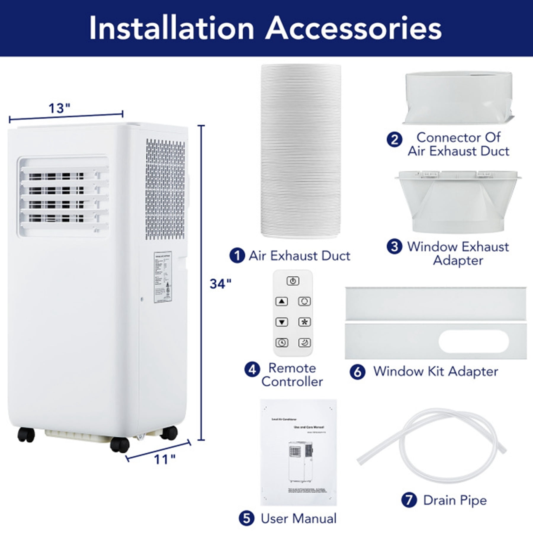 Aoile 10,000BTU ASHRAE Portable Air Conditioner 3-In-1 Quiet AC Unit Cools Rooms up to 450 Sq.Ft