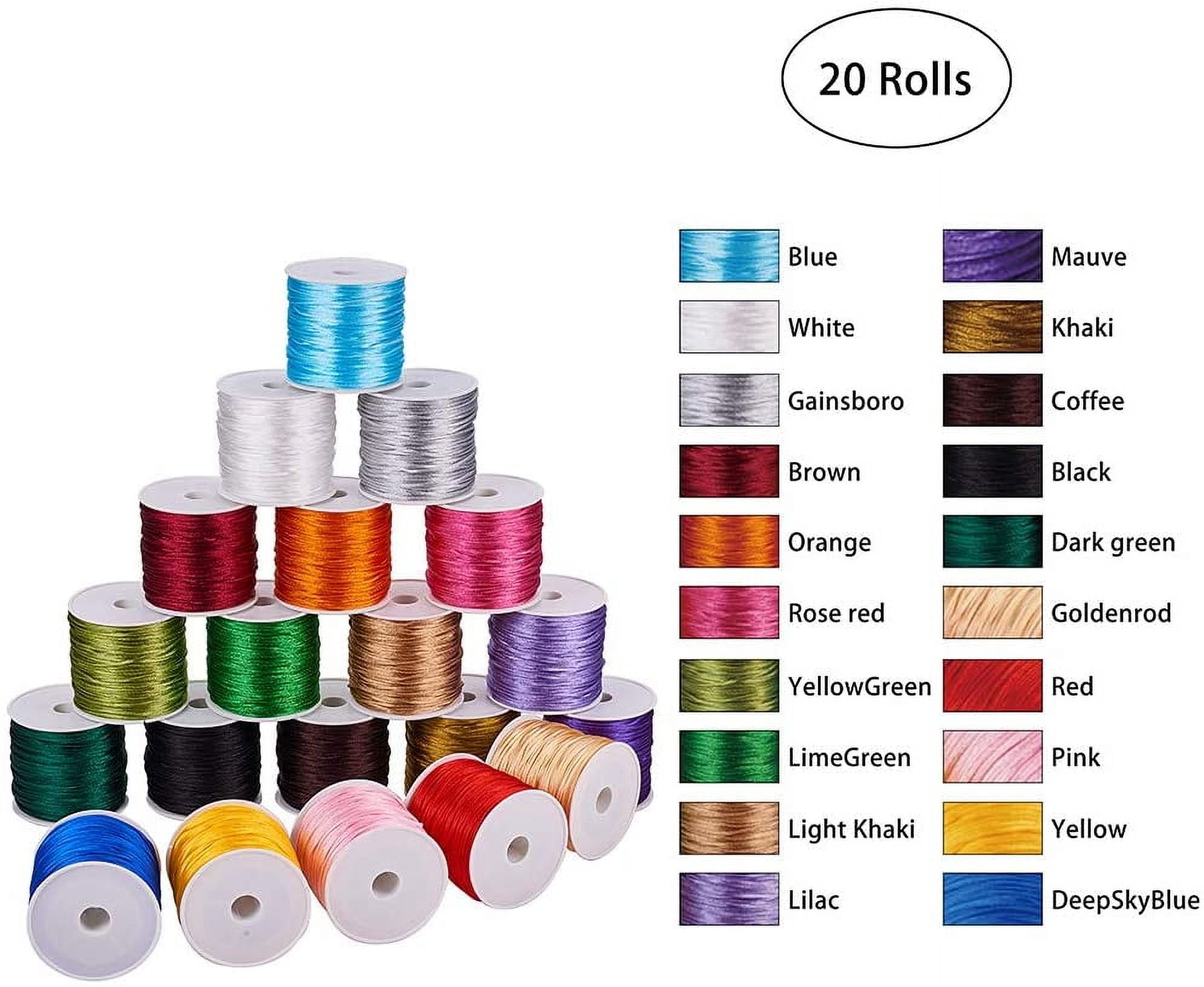 JEWELEADER 20 colors About 650 yard Rattail Nylon Cord 1mm Chinese Knotting Cord Macrame Thread Beading String for DIY Jewellery Making Kumihimo Friendship Bracelets Sewing