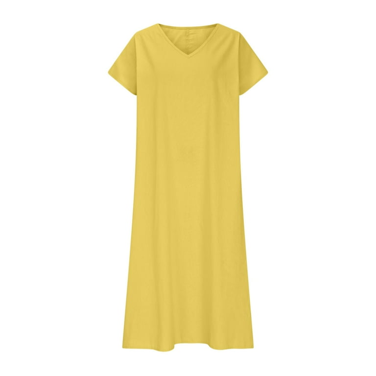 gljltg Women's Casual Short Sleeve V Neck Cotton Linen Dress Skirt, Polyester Spandex Blend, Lightweight Breathable Spring Summer, Home Daily Casual Outfit, Easy Care Hand Washable - Walmart.com gljltg Women's Casual Short Sleeve V Neck Cotton Linen Dress Skirt, Polyester Spandex Blend, Lightweight Breathable Spring Summer, Home Daily Casual Outfit, Easy Care Hand Washable - Walmart.com