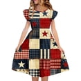 thumbnail image 2 of Girls 4th of July Dress Patriotic A-Line Midi Flutter Sleeve Red White Blue Patchwork 6-14,Size 11-12 T, 2 of 8