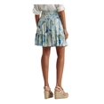 thumbnail image 2 of RALPH LAUREN Womens White Smocked Ruffled Tiered Lined Paisley Above The Knee A-Line Skirt L, 2 of 4