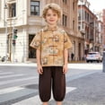 thumbnail image 2 of Gunia Kids Toddler Boys Summer Outfits Short Sleeve Top Buttons Cropped Pants Comfortable Casual Play Clothes Set 3-10 Years, 2 of 4