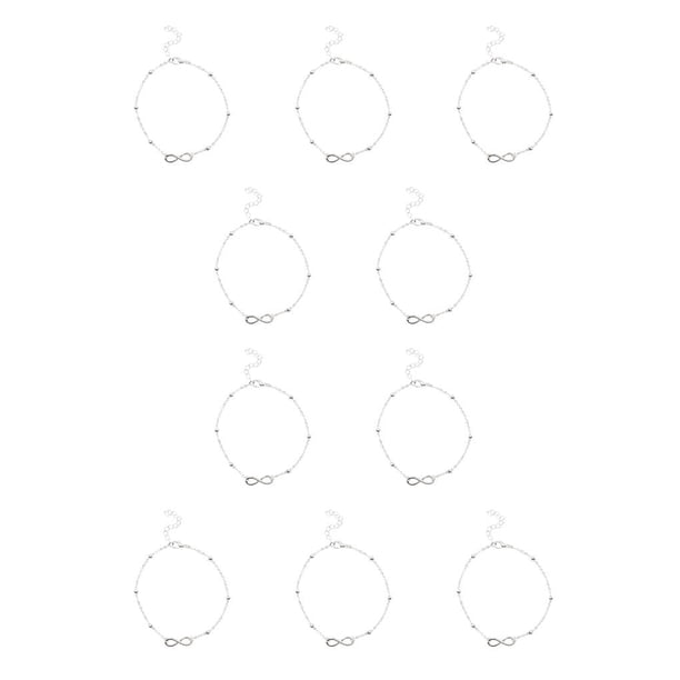Qarigey Tobillera para niñas, adorno de joyería, cadenas para pies para decoración de vestidos, plata en forma de 8 plata en forma de 8 10piezas Qarigey CBP200261