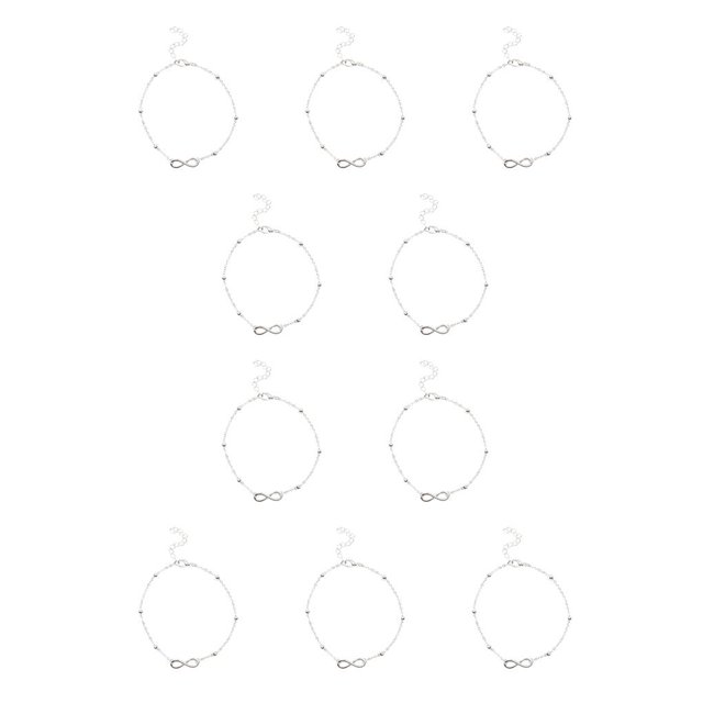 Minnieouse Tobillera para niñas, adorno de joyería, cadenas para pies para decoración de vestidos, plata en forma de 8 plata en forma de 8 10piezas Minnieouse CBP200261