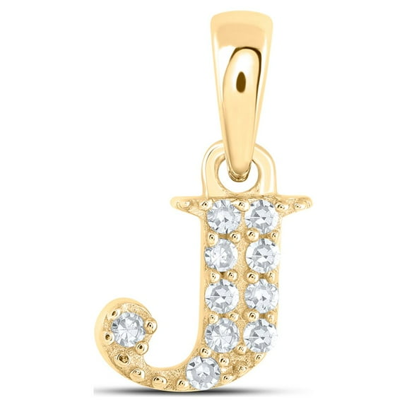10k Yellow Gold 1/20 CTW Natural Diamond Initial "J" Pendant 0.38 Grams