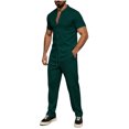 thumbnail image 6 of Ceisia Men's Short Sleeve Button Down Shirt and Pants Set Waffle Knit Casual Two Piece Outfit Green M Gifts for Father, 6 of 8