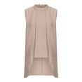 thumbnail image 4 of Women’s Tank Tops for Summer Casual Sleeveless Crew Neck Irregular Fit Slim Solid Color Tank Tops for Going Out Beige L, 4 of 5