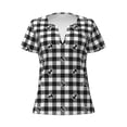 thumbnail image 2 of Uemuo Black Tartan Plaid Drawing Women's Deep V-Neck Low Cut Tops - Casual Loose Fit with Stainless Steel Loop, Soft, Breathable, Perfect for Office, Travel, and Daily Wear-Large, 2 of 5