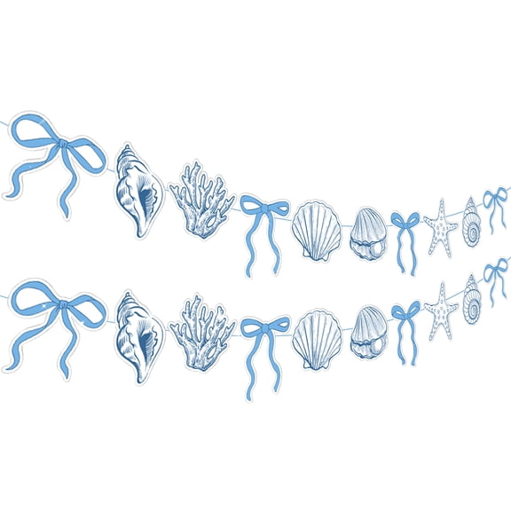 Ocean Theme Shell & Bow Banner - Nautical Party Decor for Beach Weddings Summer Gatherings & Outdoor Events