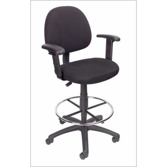 Nicer Furniture Adjustable Arms Black Fabric Drafting Chair with Drafting Stool And Foot Ring