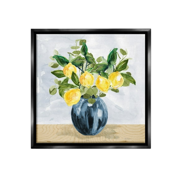 Stupell Industries Lemon Tree Bouquet Food & Beverage Painting Black Floater Framed Canvas Art Print Wall Art, 18 x 18