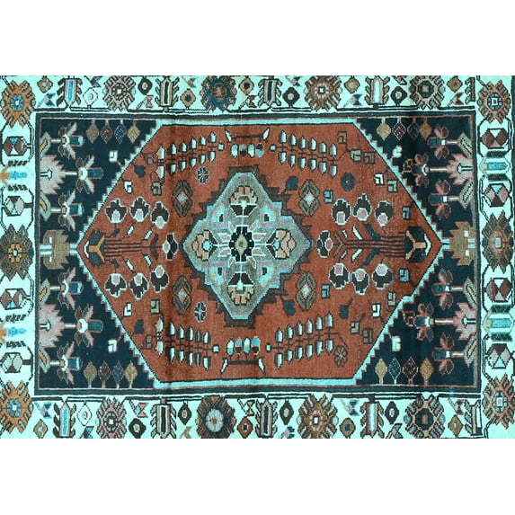 Ahgly Company Indoor Rectangle Persian Light Blue Traditional Area Rugs, 5' x 8'