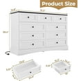 thumbnail image 3 of Aunfebrco 9 Drawers Dresser for Bedroom Farmhouse Chest of Drawers with Charging Station for Living Room Closet, White&Black, 3 of 10