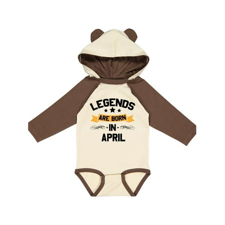 

Inktastic legends are born in april Gift Baby Boy or Baby Girl Long Sleeve Bodysuit